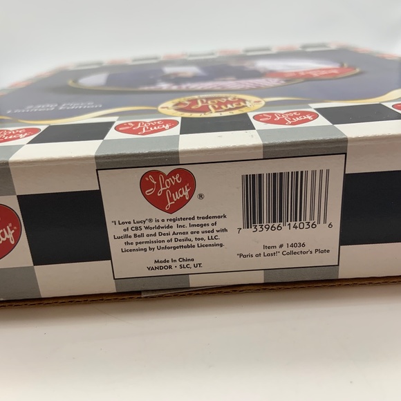 RARE VTG I Love Lucy Paris at Last Collectors Plate Vandor New in Original Box! - Picture 13 of 16